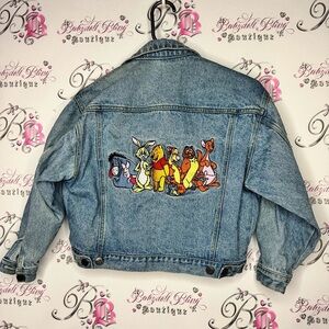 Disney Pooh bear Blue Denim Jacket vintage Disney store embroidered Jean coat